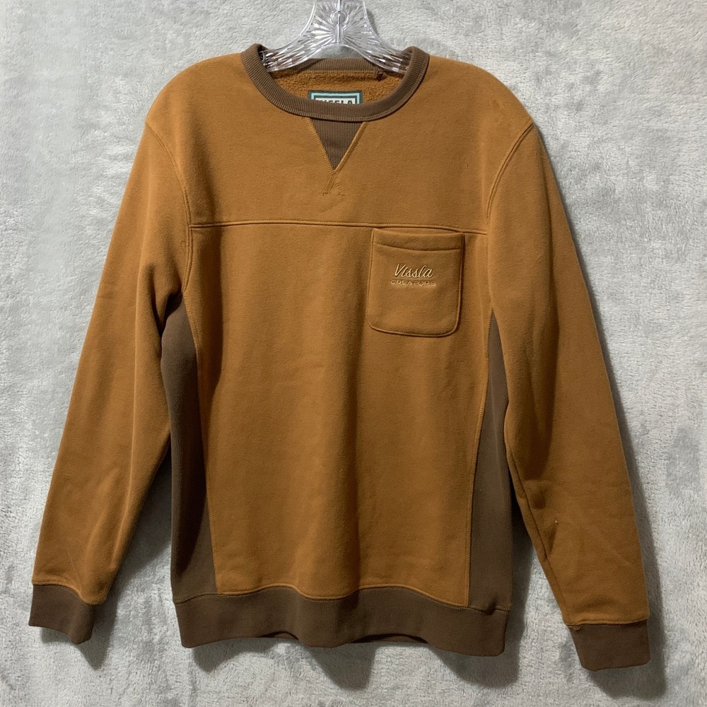 Vissla‎ Creators Crewneck Sweatshirt Brown Patch Elbow Patches Men Small